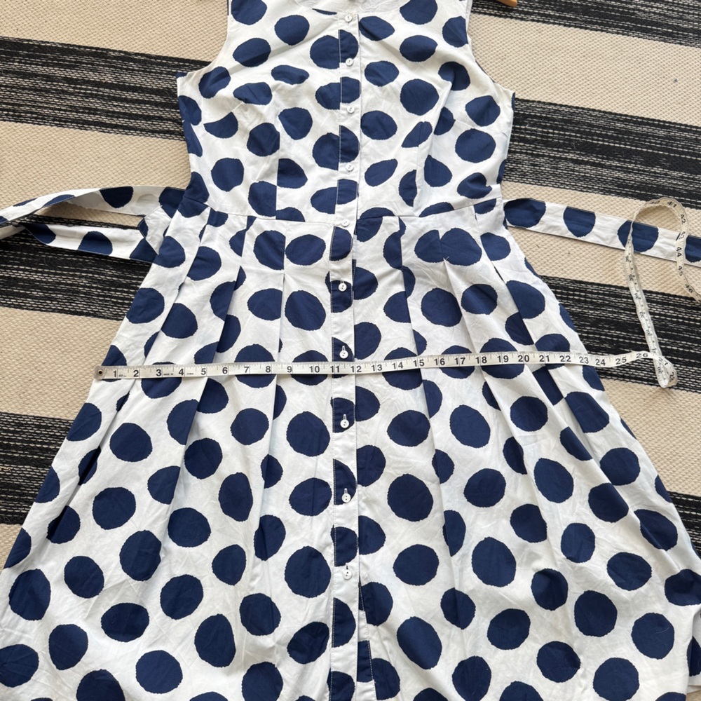Talbots White Midi Dress with Navy Polka Dots - Picture 10 of 16